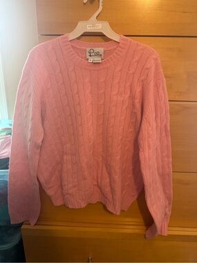 Lilly Pulitzer Pink Cable Knit Crewneck Sweater 100% cashmere